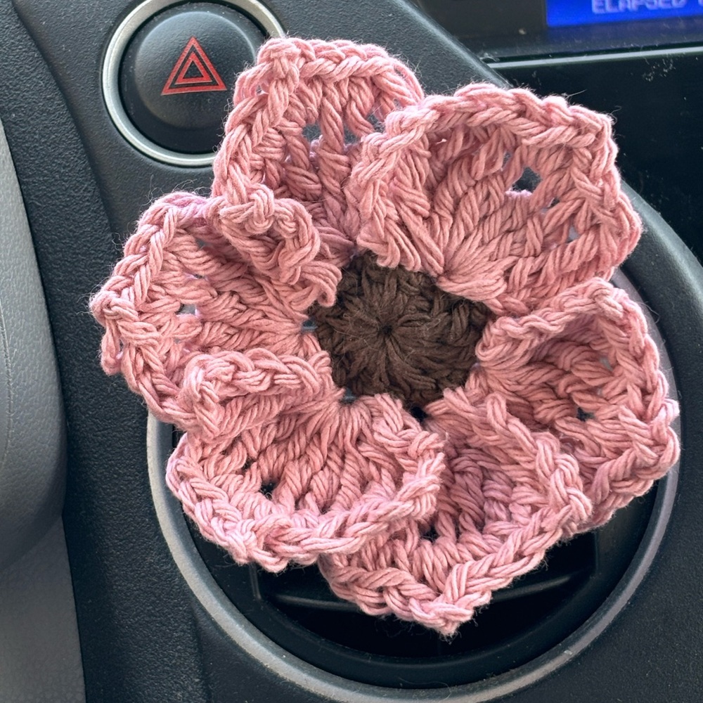 Handmade Crochet Car Vent Clip in Pink